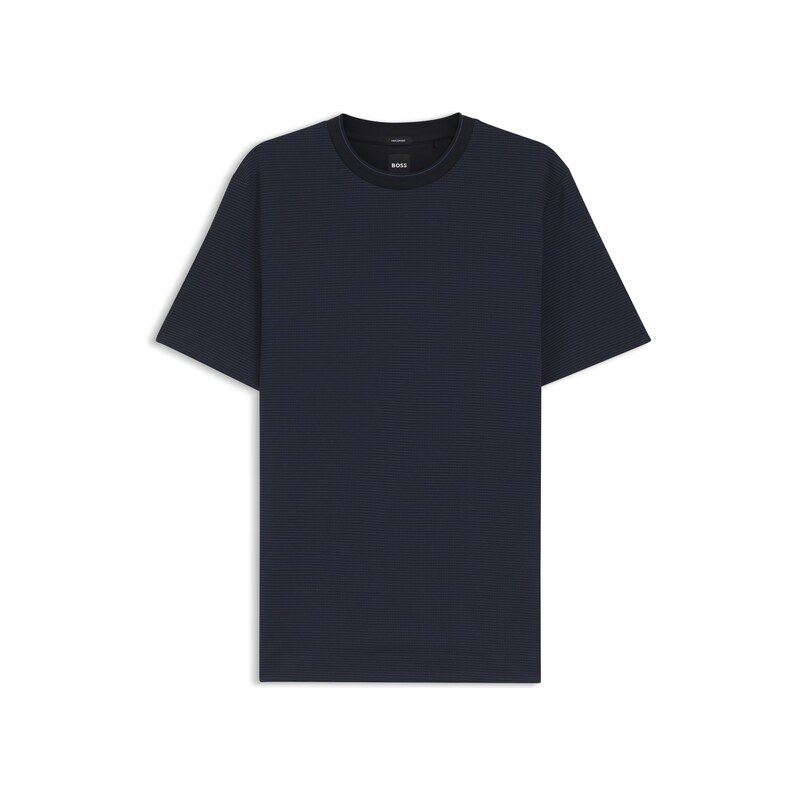 BOSS Mercerised-cotton T-shirt with three-tone jacquard