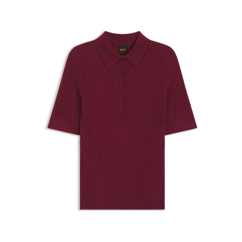 BOSS Short-sleeved wool-blend sweater with polo collar
