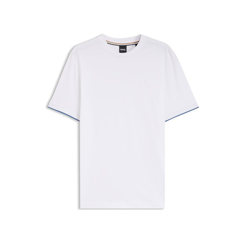 BOSS Cotton T-shirt with tipped sleeve cuffs