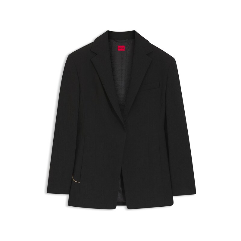 HUGO Relaxed-fit blazer in seersucker with chain belt