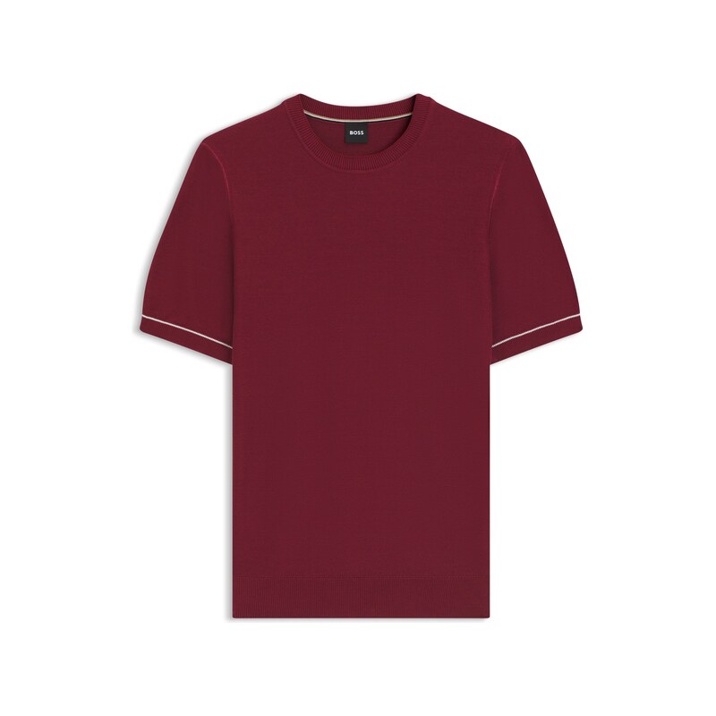 BOSS Cotton-blend knit T-shirt with horizontal stripe