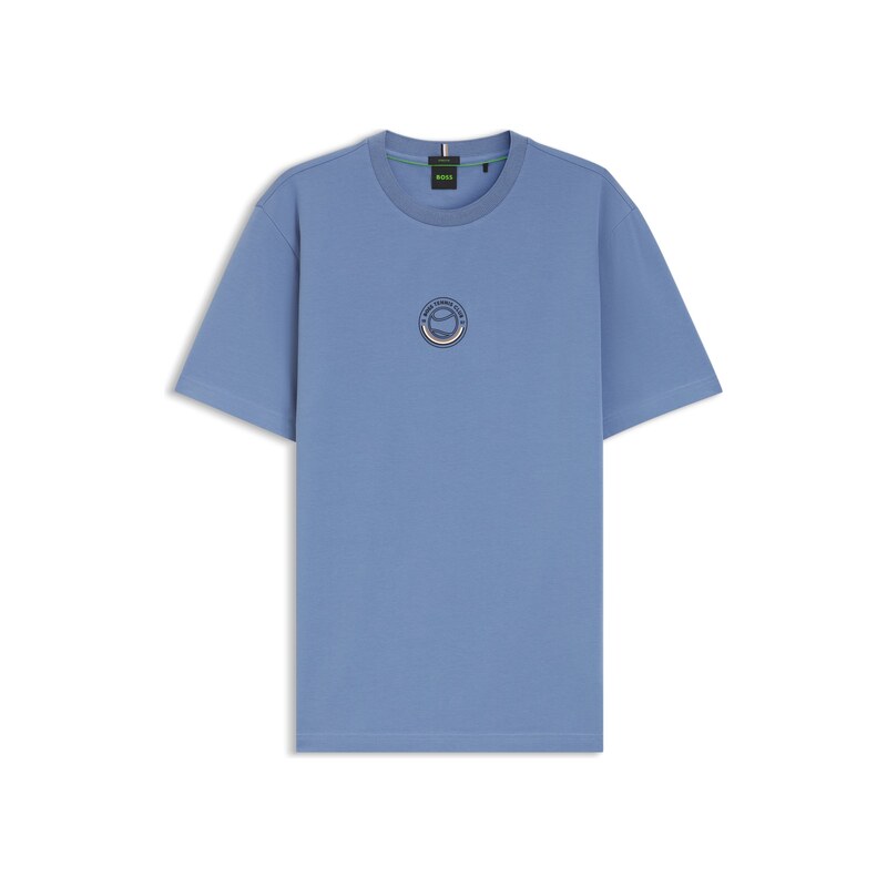 BOSS Stretch-cotton T-shirt with tennis artwork
