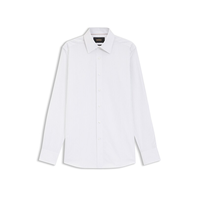 BOSS Slim-fit shirt in striped Italian-made cotton