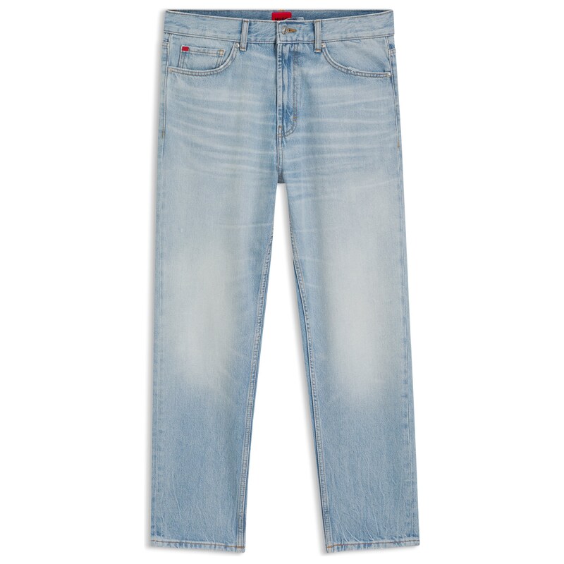 HUGO Relaxed-tapered-fit jeans in bright-blue denim
