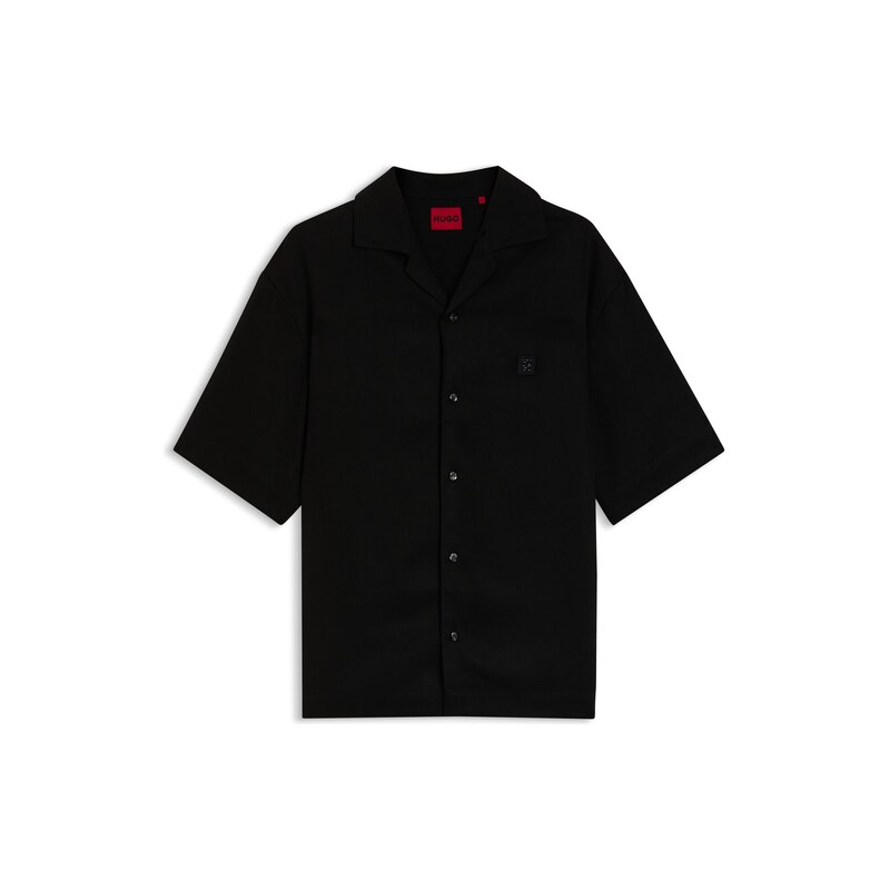 HUGO Oversized-fit shirt with stacked-logo trim