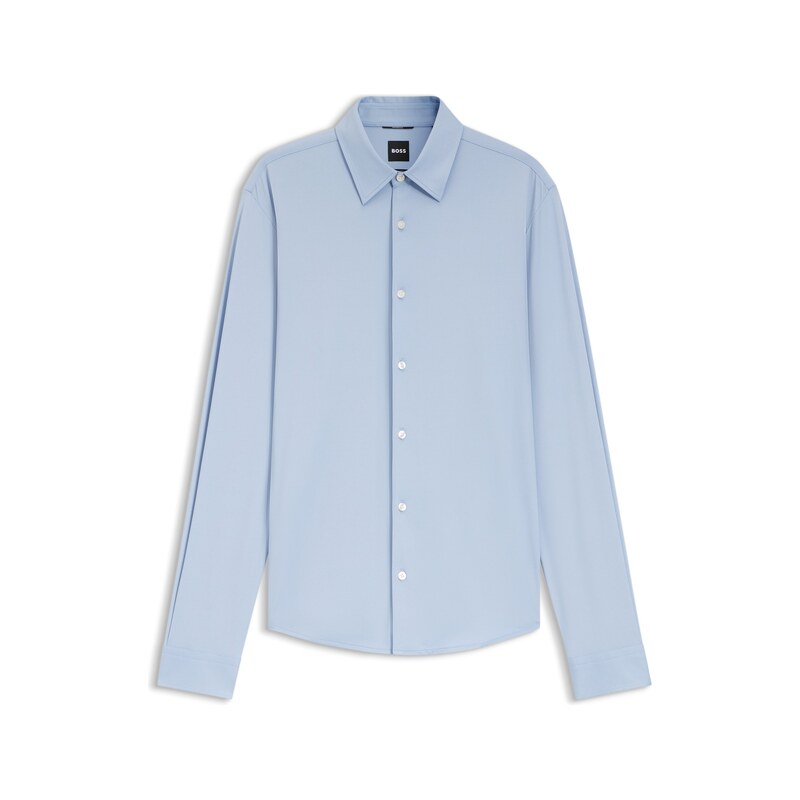 BOSS Slim-fit shirt in structured performance-stretch fabric