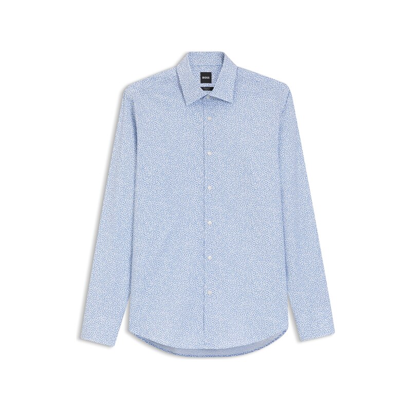 BOSS Regular-fit shirt in printed stretch cotton