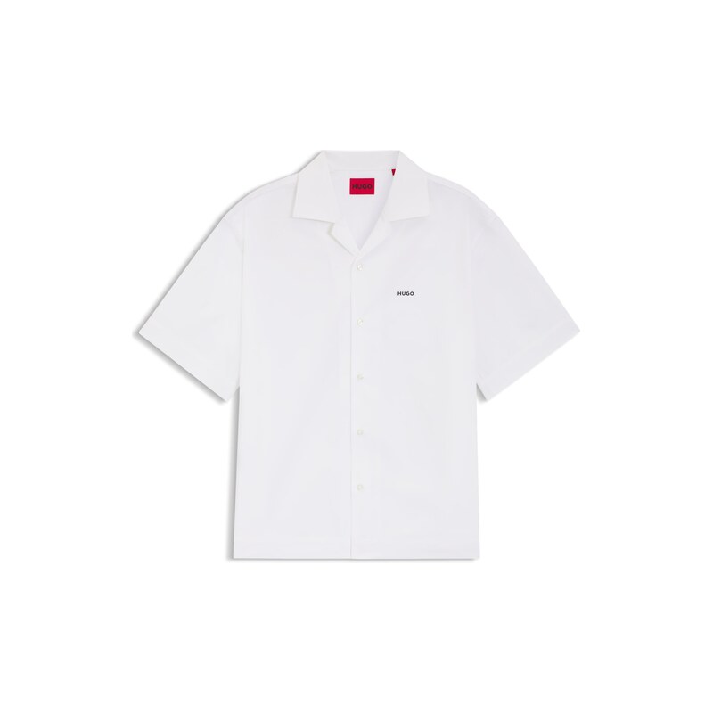 HUGO Oversized-fit shirt in paper-touch cotton