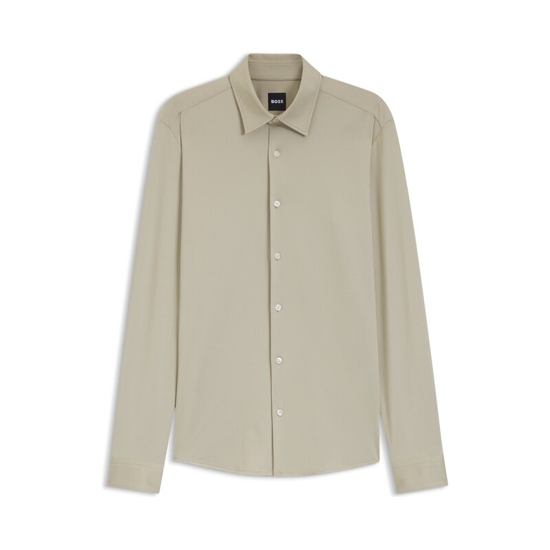 BOSS Slim-fit shirt in structured performance-stretch fabric