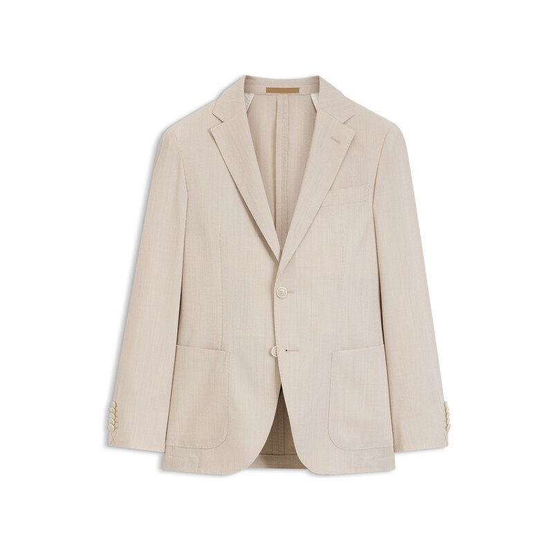 BOSS Slim-fit jacket in wool-blend seersucker