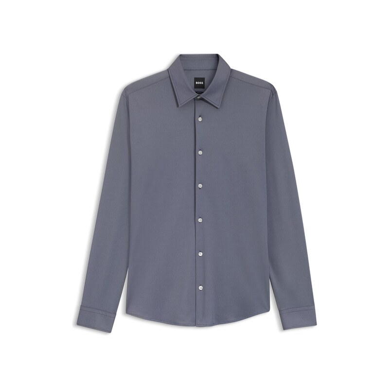 BOSS Slim-fit shirt in structured performance-stretch fabric