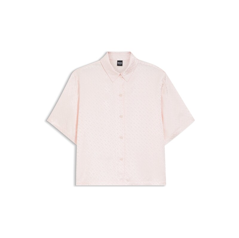 BOSS Pyjama shirt in satin with monogram jacquard