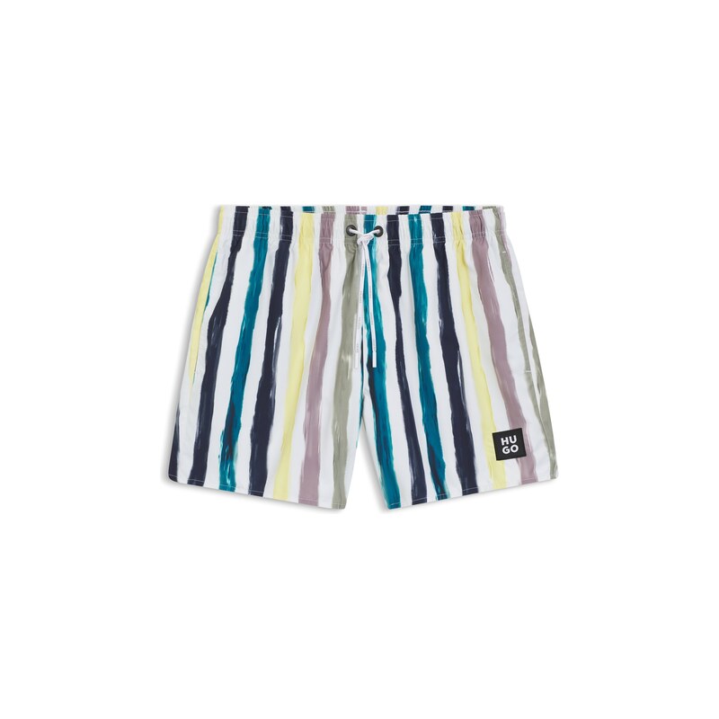 HUGO Stripe-print swim shorts in quick-dry fabric