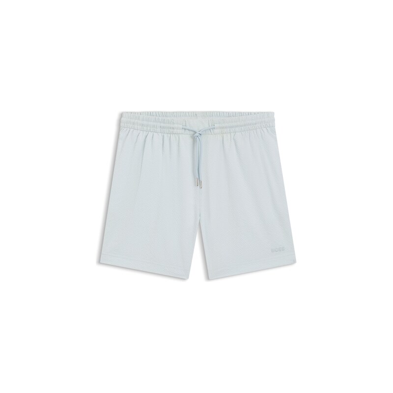 BOSS Quick-dry swim shorts in stretch seersucker