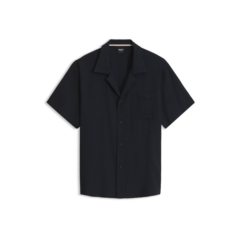 BOSS Regular-fit shirt in seersucker fabric