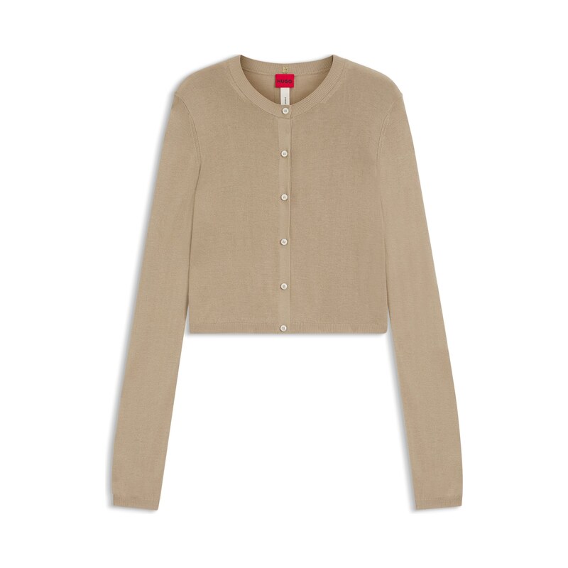 HUGO Cropped cardigan with rear ribbed detail