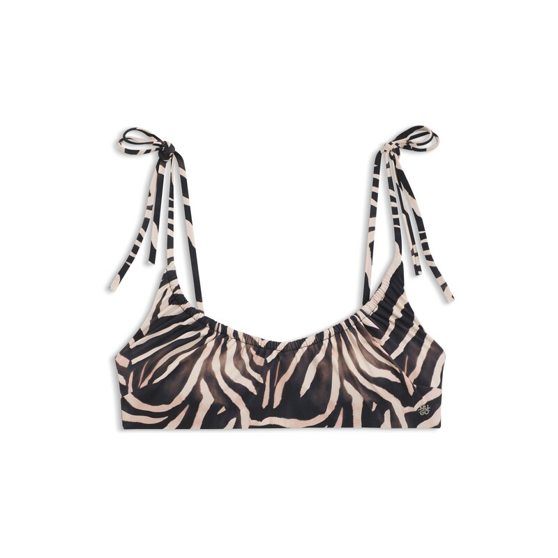HUGO Printed bikini top with stacked-logo charm