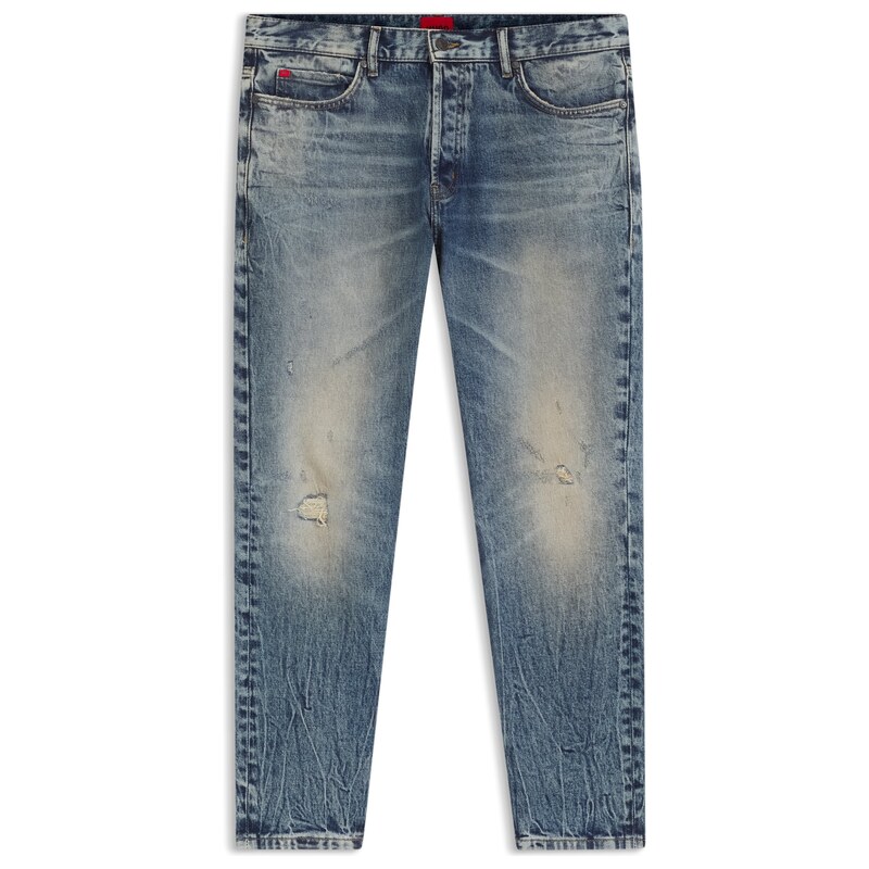 HUGO Tapered-fit jeans in blue stretch denim