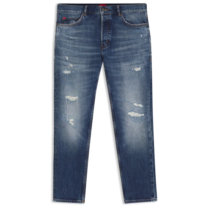 HUGO Tapered-fit jeans in dark-blue stretch cotton