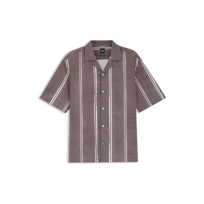 BOSS Relaxed-fit shirt in striped stretch cotton