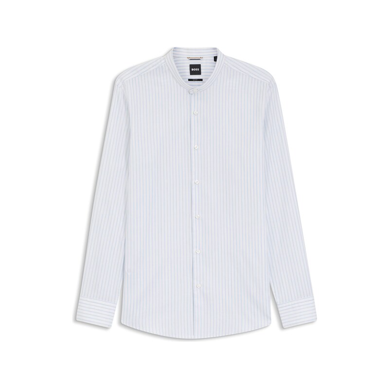 BOSS Slim-fit shirt in herringbone-stripe cotton
