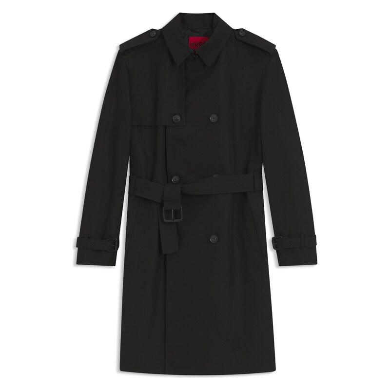 HUGO Water-repellent trench coat in cotton-blend twill