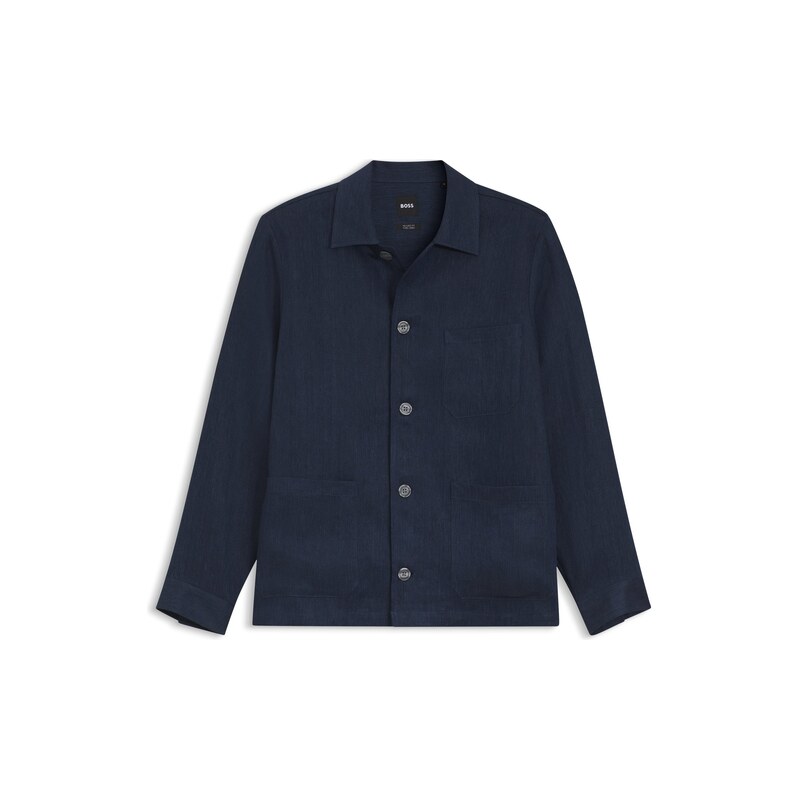 BOSS Relaxed-fit overshirt in Italian-made linen twill