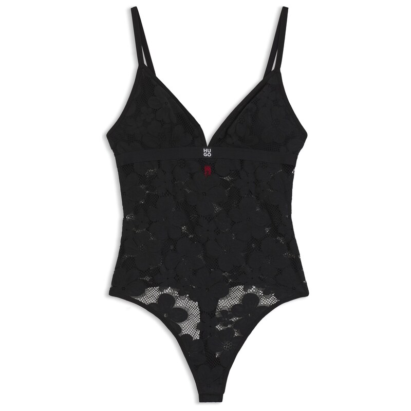 HUGO Floral-lace bodysuit with stacked logo