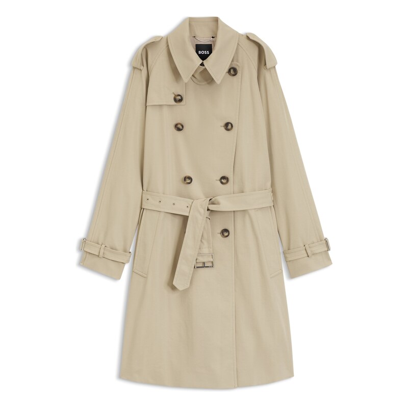 BOSS Water-repellent trench coat with buckled belt
