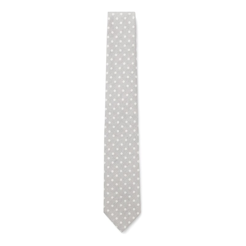 BOSS Dot-pattern tie in silk-linen jacquard