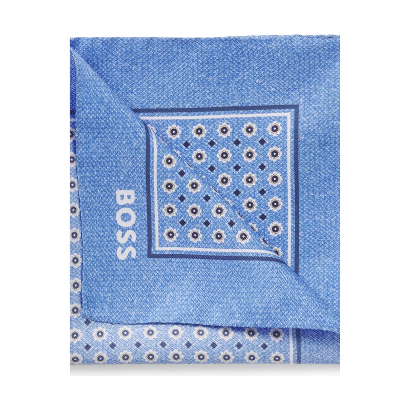 BOSS ONE Silk pocket square with digital print and logo