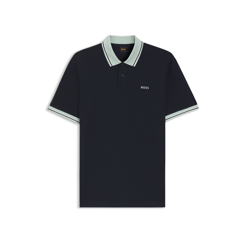 BOSS Cotton-jersey polo shirt with stripe trims