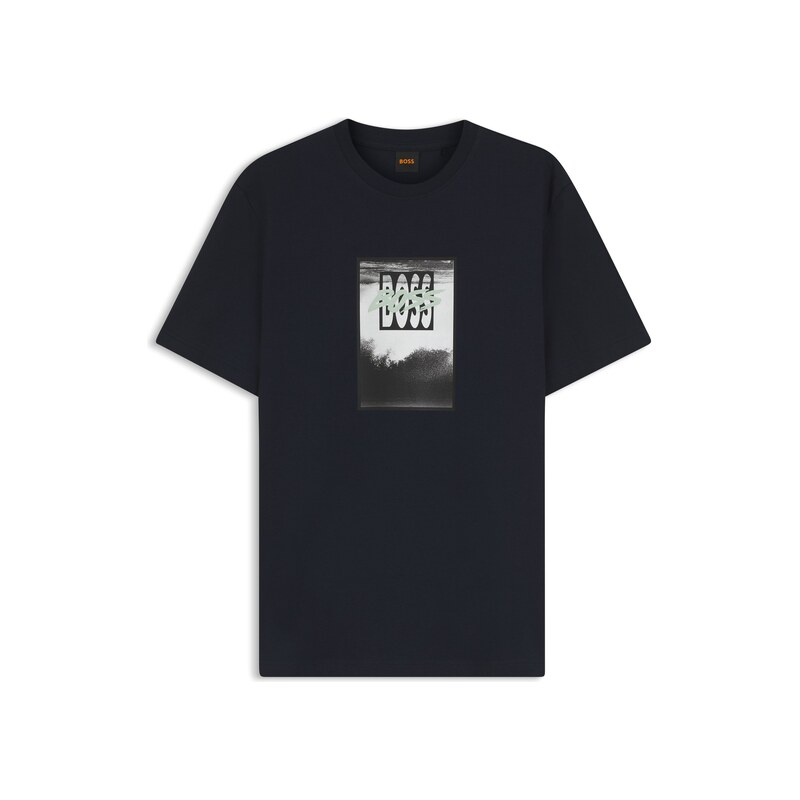 BOSS Cotton-jersey T-shirt with printed artwork