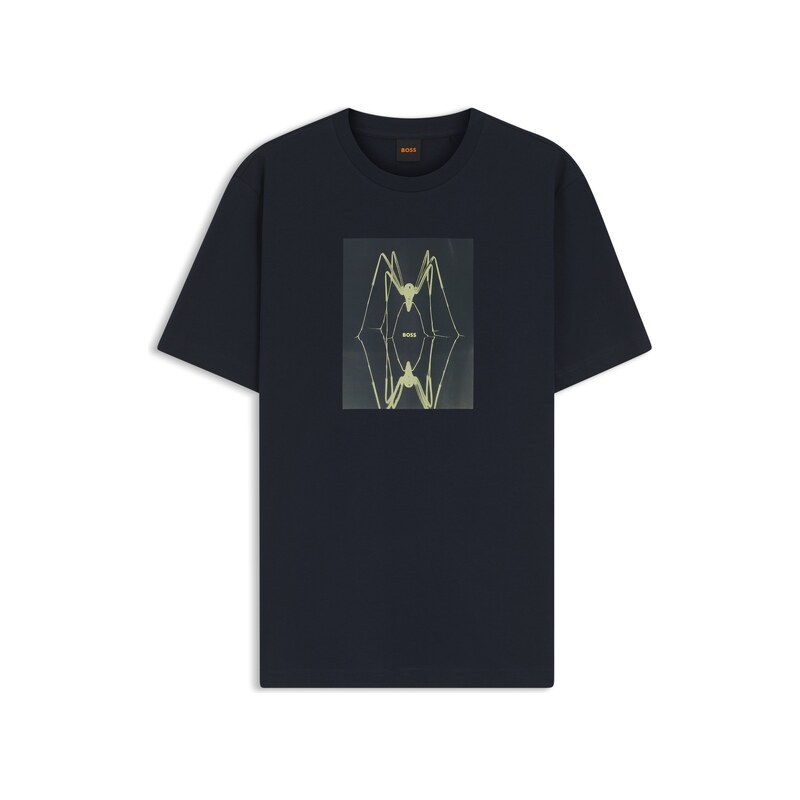 BOSS Cotton-jersey T-shirt with printed artwork