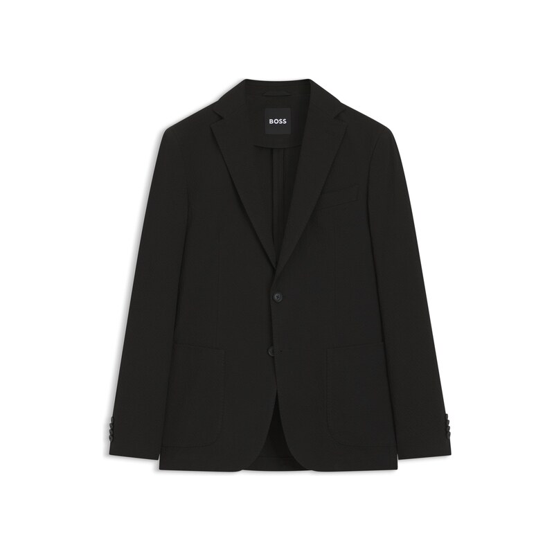 BOSS Slim-fit jacket in stretch-cotton seersucker