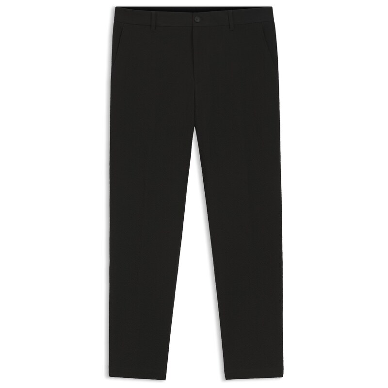 BOSS Tapered-fit trousers in stretch-cotton seersucker