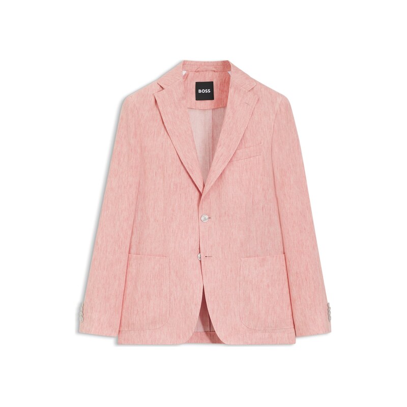BOSS Slim-fit blazer in a micro-pattern linen blend