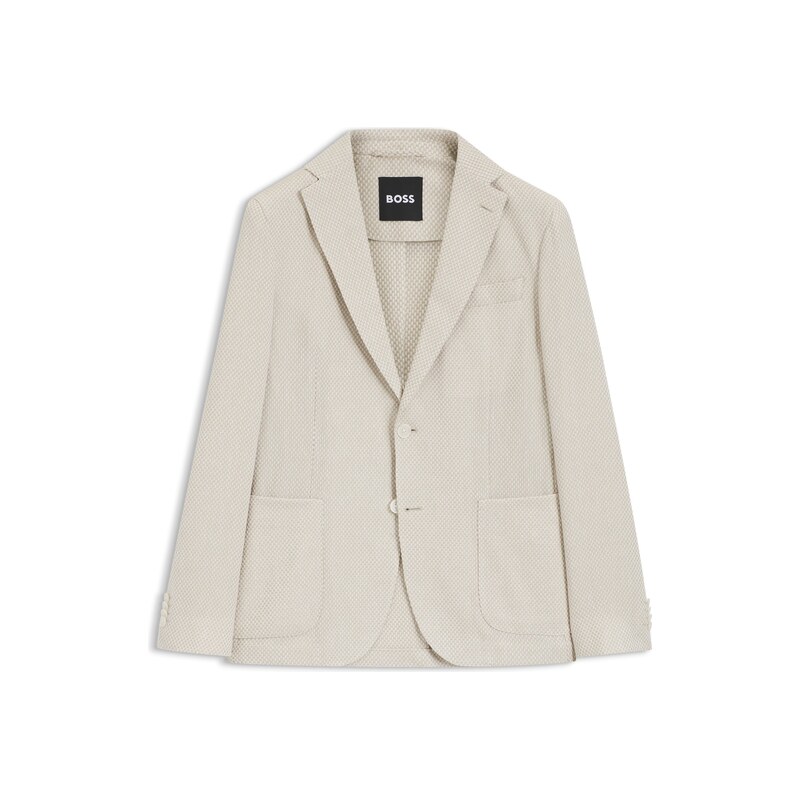 BOSS Slim-fit blazer in a patterned cotton blend