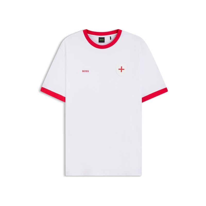 BOSS Stretch-cotton T-shirt with country flag and logo