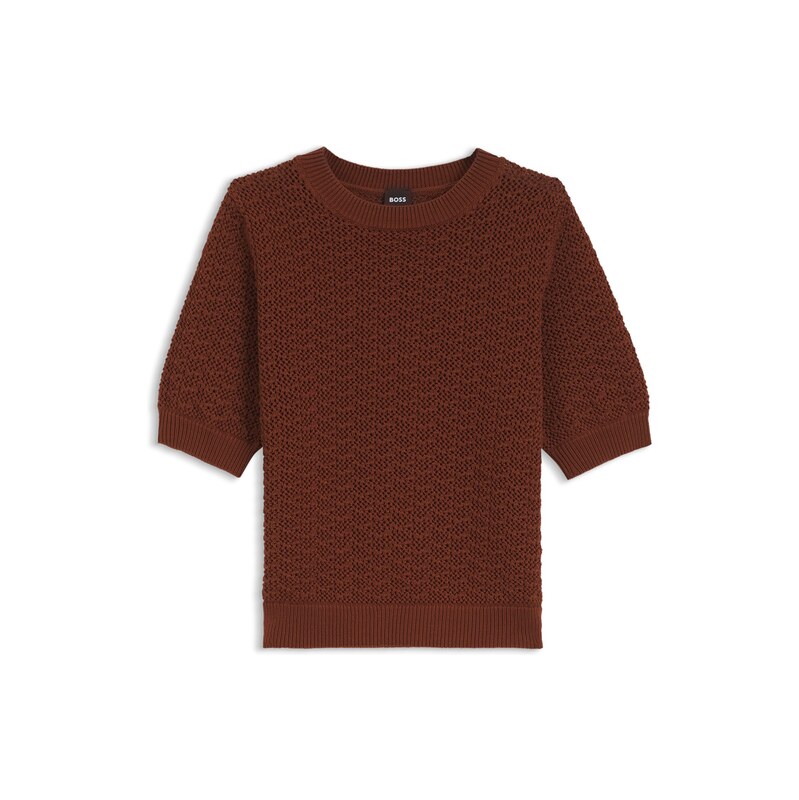 BOSS Cotton sweater with micro-lace structure