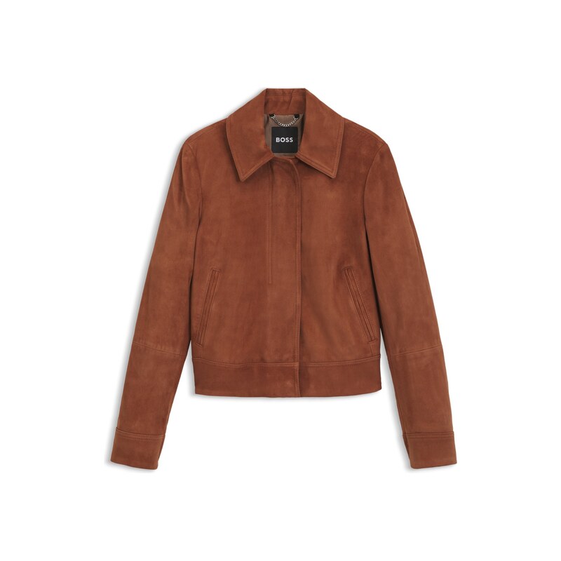 BOSS Suede jacket with covered zip closure