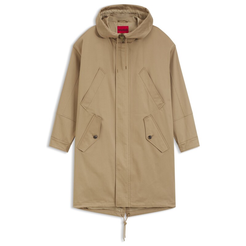 HUGO Water-repellent parka in stretch-cotton satin
