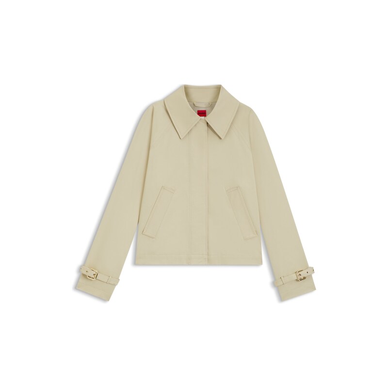 HUGO Regular-fit short trench coat in cotton