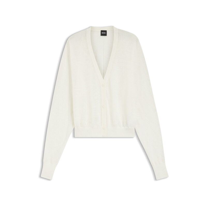 BOSS Linen-cotton cardigan with buttoned front