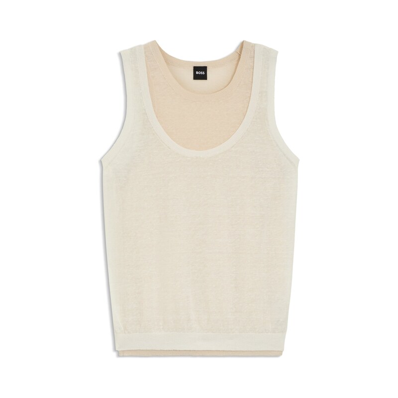 BOSS Sleeveless top in linen and cotton with layered design