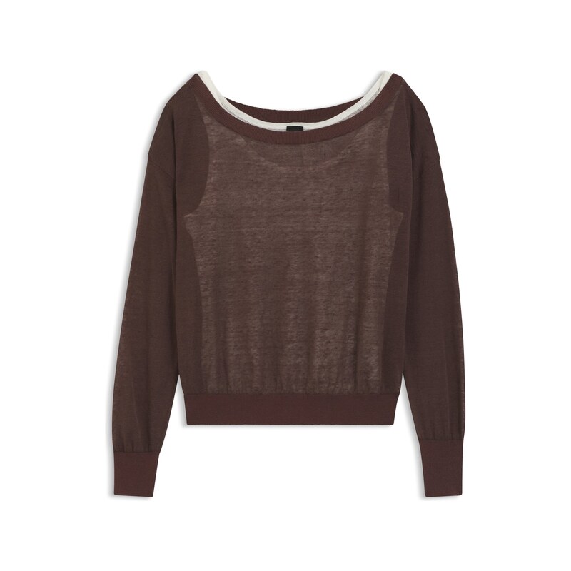 BOSS Linen-cotton sweater with underlayer