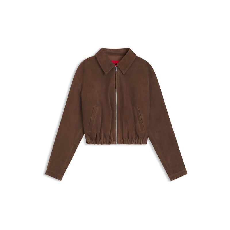 HUGO Suede jacket with gathered hem