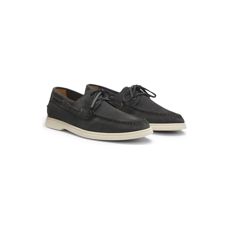 BOSS Boat shoes in suede with contrast sole