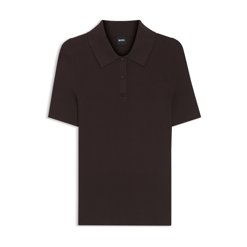 BOSS Rib-knit polo in breathable fabric
