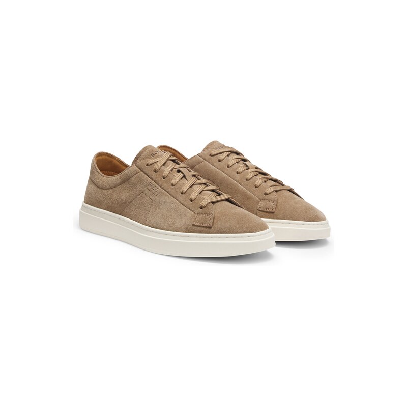 Suede trainers with embossed logo